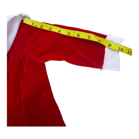 Vintage Girls Montgomery Ward Lace Bib Collar Red Velvet Holiday Dress 2/3T - Picture 10 of 14